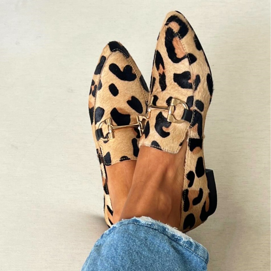 Square Toe Mule - Büyük Beden 40-43 Leopar Desenli Kadın