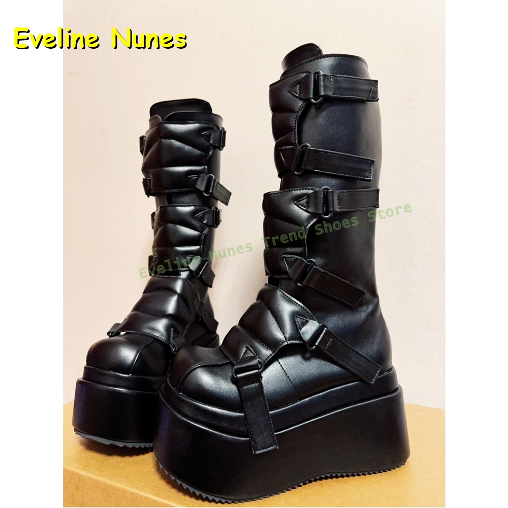 Women'S Shoes Y2K - Siyah Toka Cyberpunk Y2K Diz Yüksek