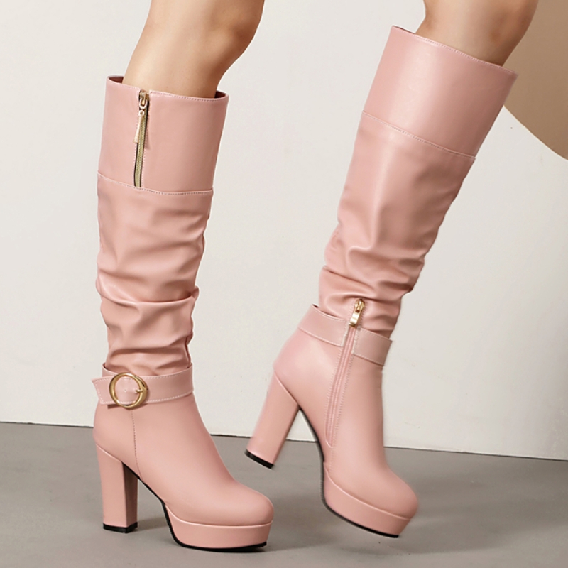 Pembe Diz Üstü Çizmeler Kadın  - Zip Up Boots Short incelemesi ve fiyatı